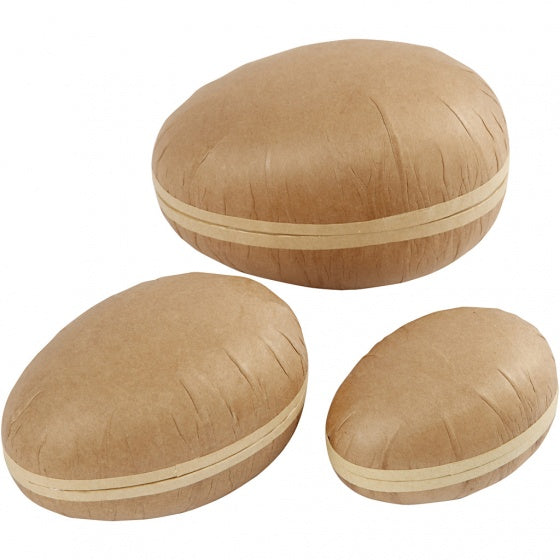 decoratie Eieren karton 12-15-18 cm bruin 3 stuks
