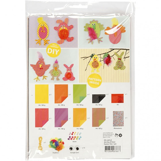 decoratieset DIY Pasen karton/kunststof 5-delig