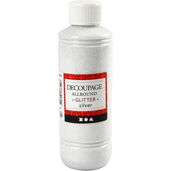 decoupage lijmlak zilver glitter 250 ml