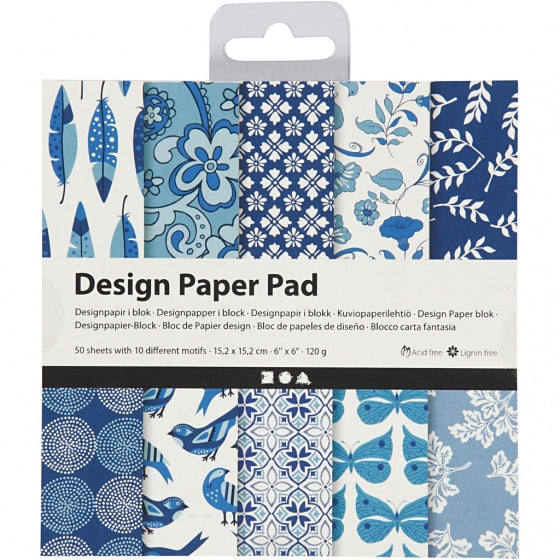 designpapier blok blauw 15