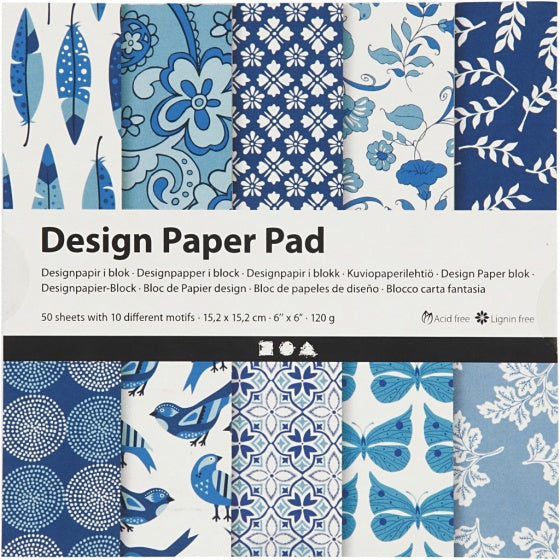 designpapier blok blauw 15