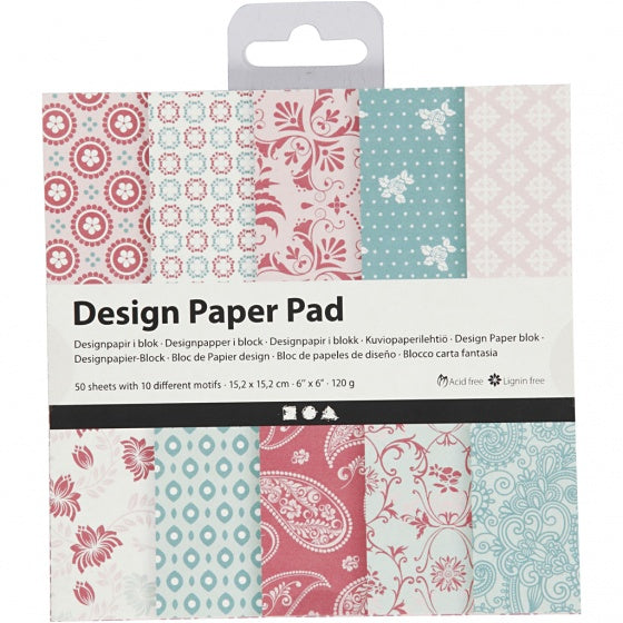 designpapier blok blauw/roze 15