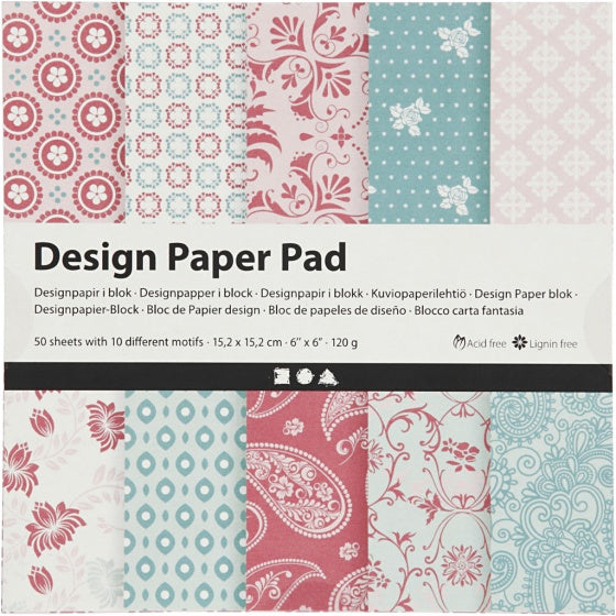 designpapier blok blauw/roze 15
