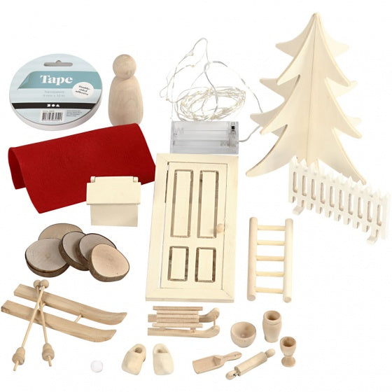 DIY Christmas Kabouter deur houten knutselset blank
