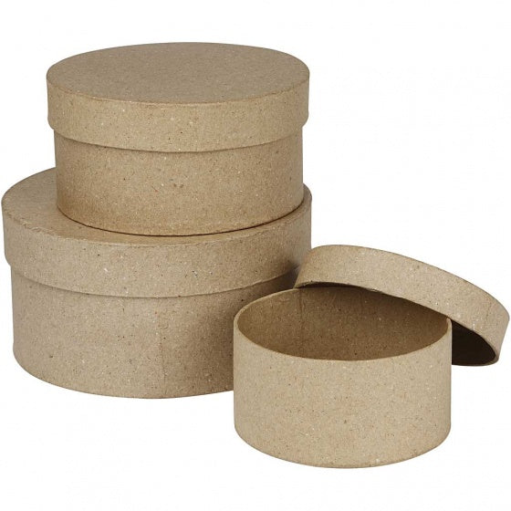 dozen Rond papier-maché 10-13-16 cm bruin 3-delig