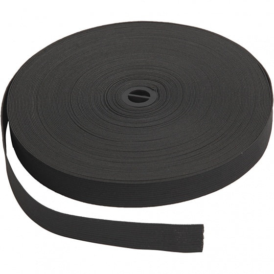 elastiek 25 m 20 mm zwart