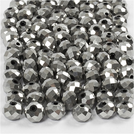 facetkralen metallic grijs 6 mm 100 stuks