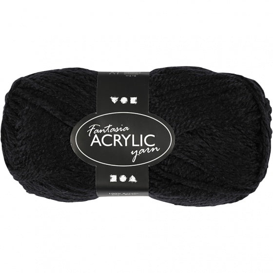 fantasia acryl garen zwart 80 m 50 g