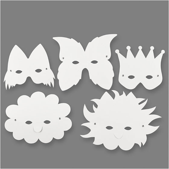 fantasiemaskers wit 15-20 cm 5 stuks