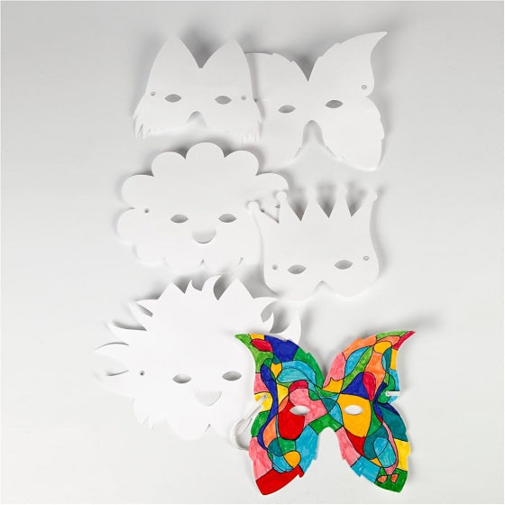 fantasiemaskers wit 15-20 cm 5 stuks