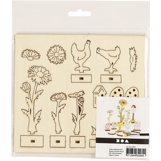 figurenset Kip hout 15