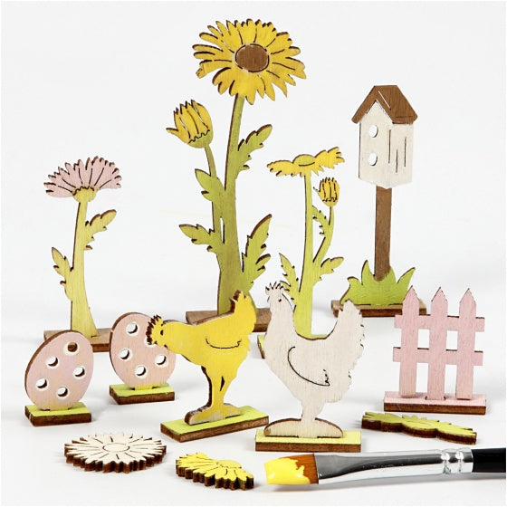 figurenset Kip hout 15