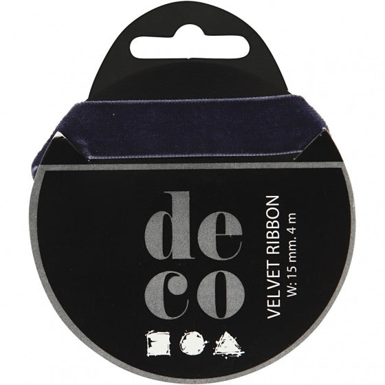 fluweellint 15 mm x 4 m donkerblauw