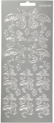 foliestickers ooievaar met baby 1 stickervel zilver