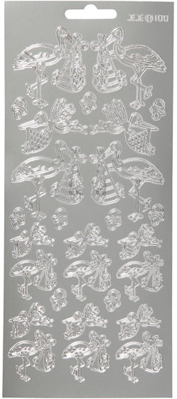 foliestickers ooievaar met baby 1 stickervel zilver