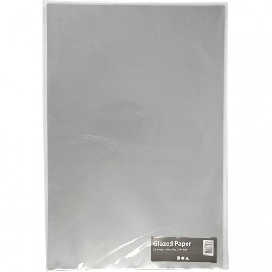 Glanspapier zilver 32 x 48 cm 25 vellen