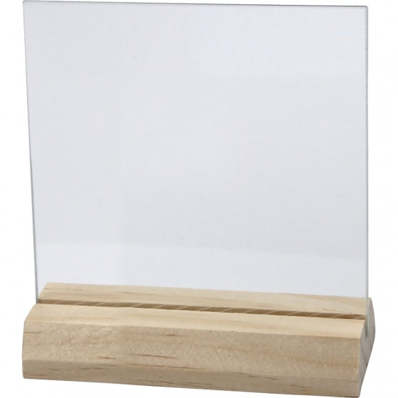 glazen plaat met houten voet 10 stuks 7