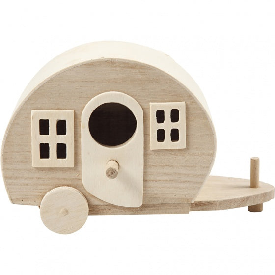 houten caravan 18 x 8 cm blank