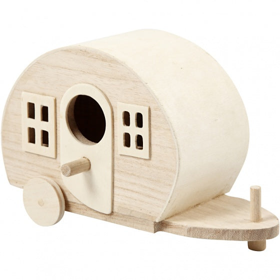 houten caravan 18 x 8 cm blank