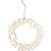 houten decoratie Merry Christmas 22 cm blank per stuk