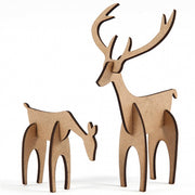 houten edelhert en hinde 5/12