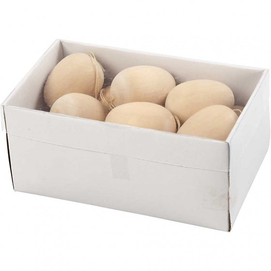 houten ei 4 x 3 cm blank 15 stuks