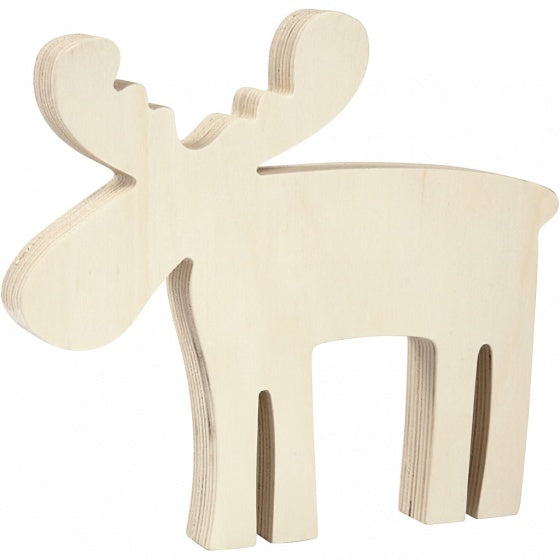 houten eland 15 x 14 cm blank per stuk