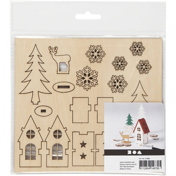 houten figuren boom/ hert bruin 17 cm