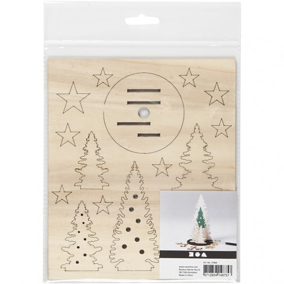 houten figuren boom/ sterren bruin 17 cm