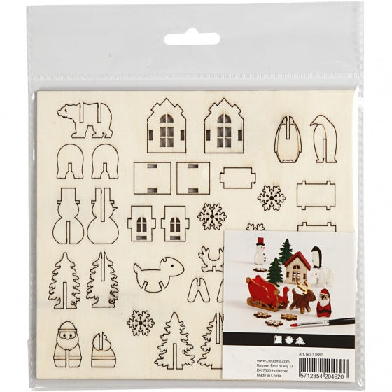 houten figuren kerst bruin 17 cm