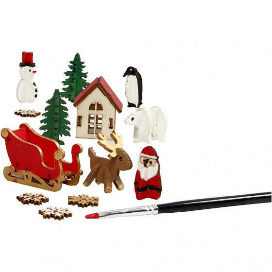 houten figuren kerst bruin 17 cm