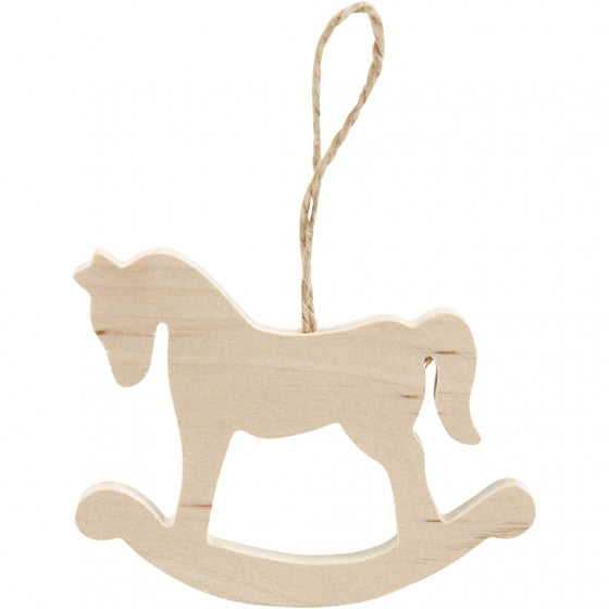 houten hobbelpaard 6 x 8 cm blank