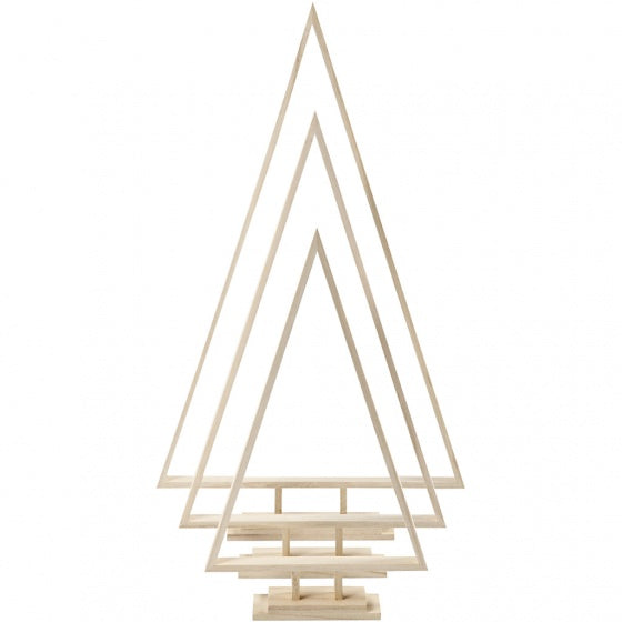 houten kerstbomen 40/50/60 cm blank 3 stuks