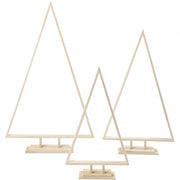 houten kerstbomen 40/50/60 cm blank 3 stuks