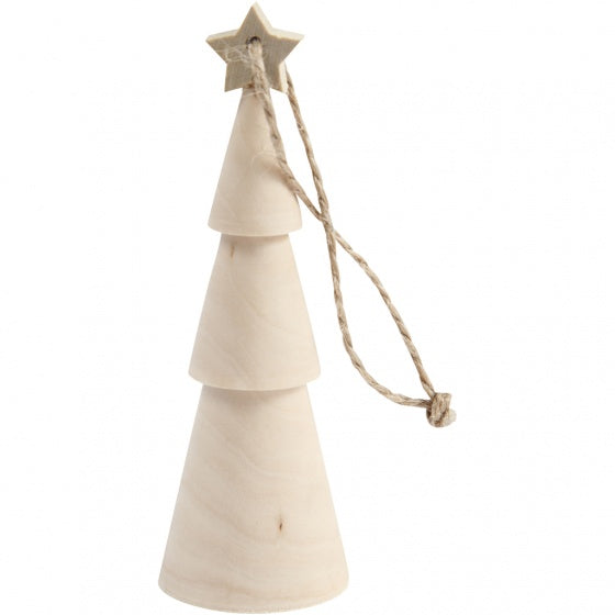 houten kerstboom 3 x 9 cm blank