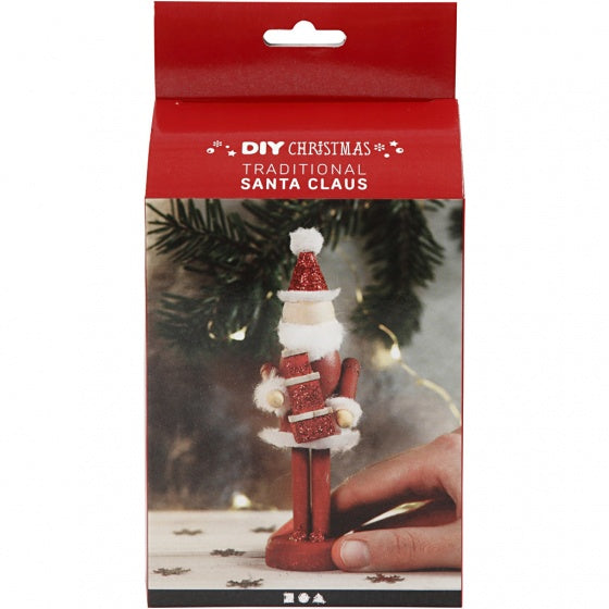 houten Kerstman 23 cm blank/rood 8-delig