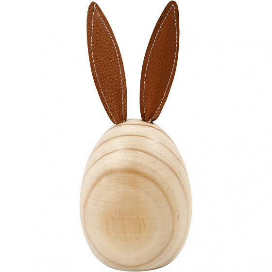 houten konijn 19 cm grenen/leer blank/bruin per stuk