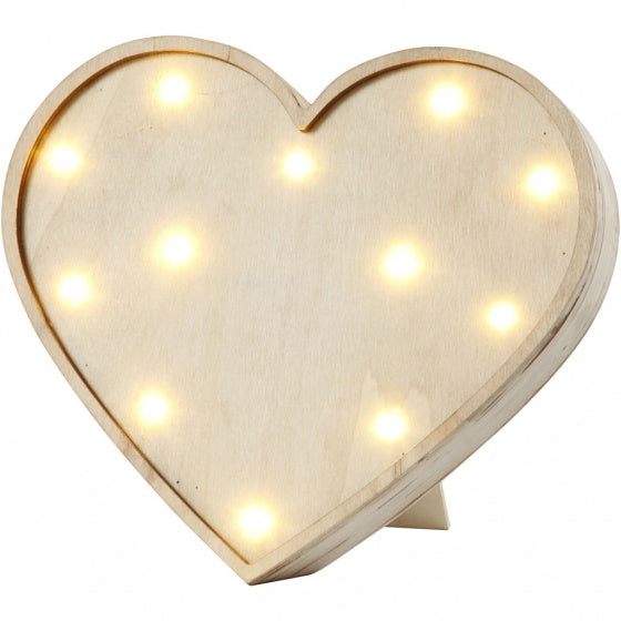 houten lichtbox hart 26 cm blank hout
