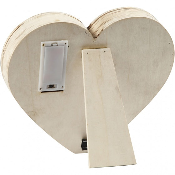 houten lichtbox hart 26 cm blank hout