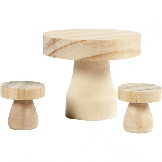 houten mini-meubels 3-delig blank