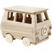 houten minibus 17 x 10 cm blank