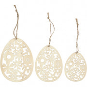 houten ornamenten 8 -10 - 12 cm blank 3 stuks