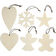 houten ornamenten 9-11 cm blank 6 stuks