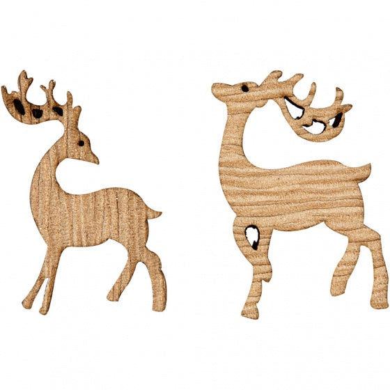 houten rendieren 5 x 3 cm bruin set 6 stuks
