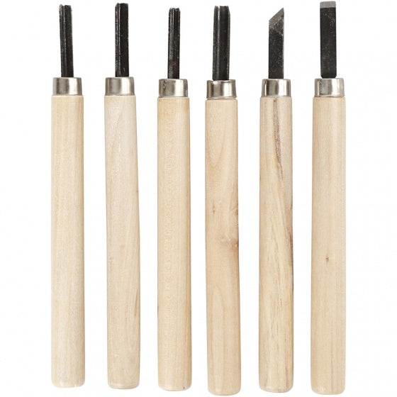 houtsnijset 11 cm 6 stuks