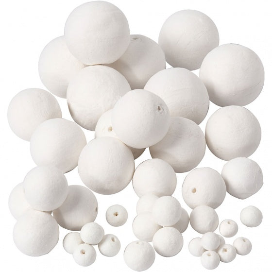 Katoen ballen mix set 42 stuks wit
