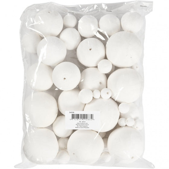 Katoen ballen mix set 42 stuks wit