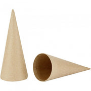 kegels papier-maché 20 cm bruin 5 stuks