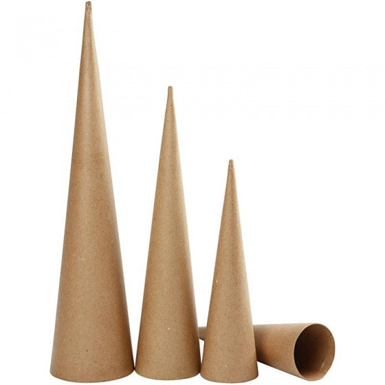 kegels papier-maché 30-40-50 cm bruin 3 stuks