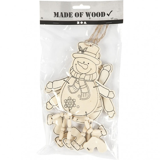 kerstdecoratie hout 20 cm blank 3 stuks